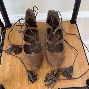SCHUTZ Brown Suede Lace-Up Flats